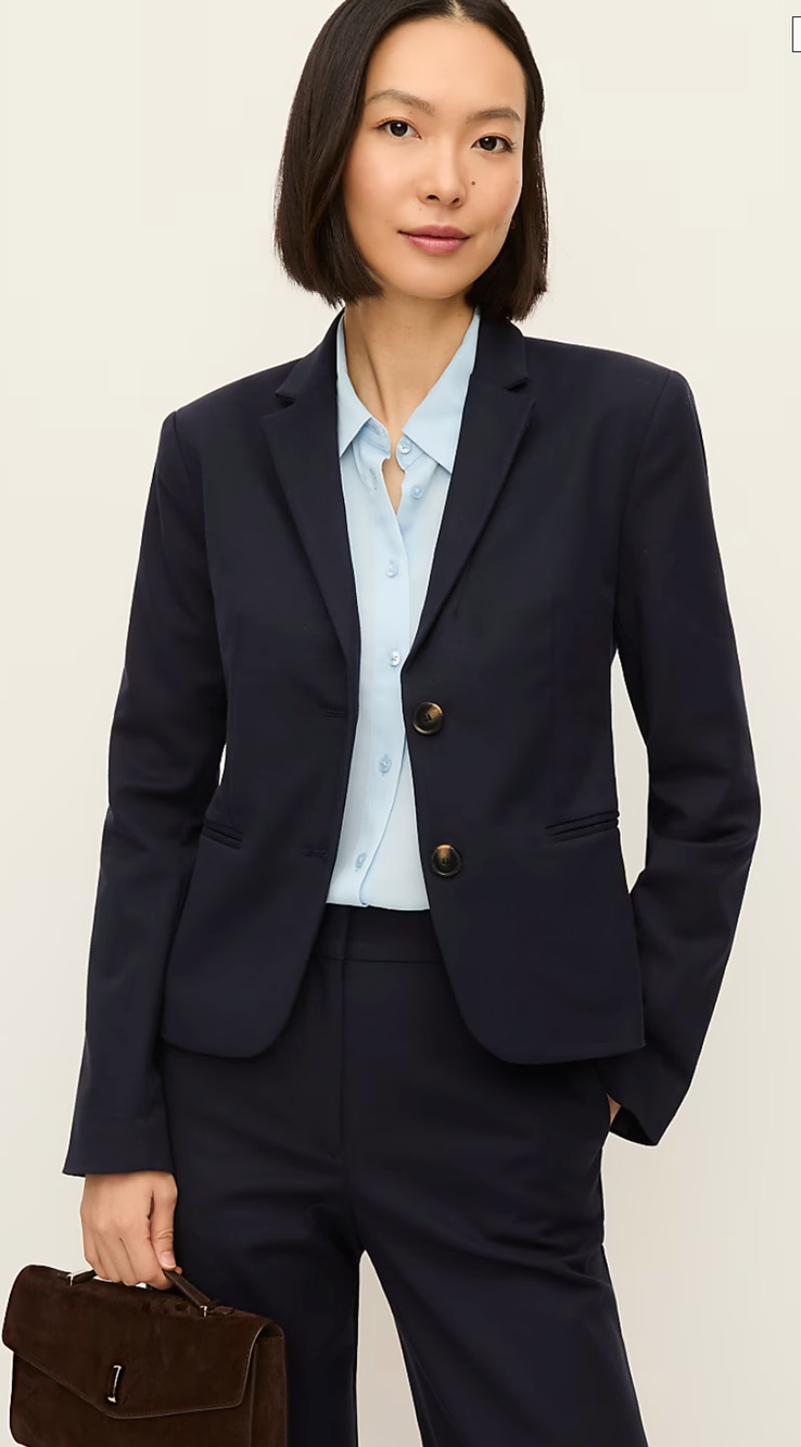 NWT ANN TAYLOR NIGHT SKY BLUE DOUBLEWEAVE TWO BUTTON BLAZER JACKET SZ 8